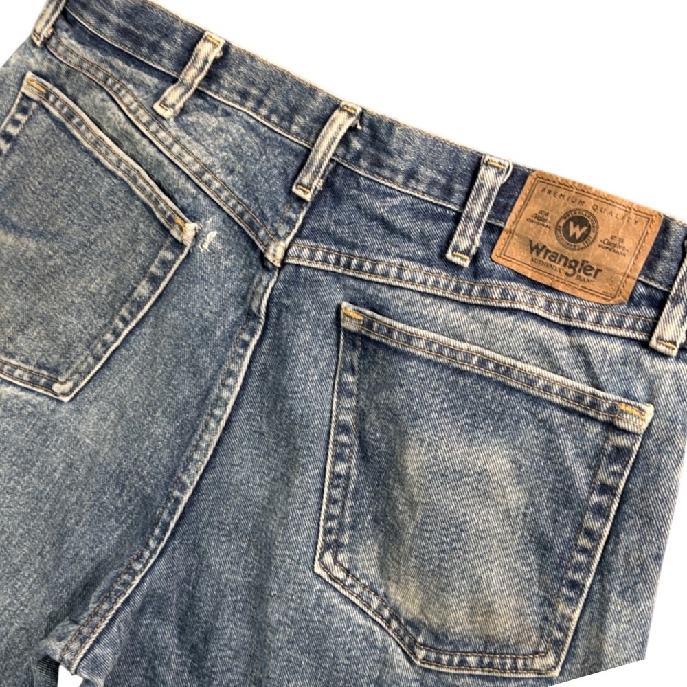 Wrangler Five Star Premium Distressed Relaxed Fit Straight Leg Jeans Men's 35x30